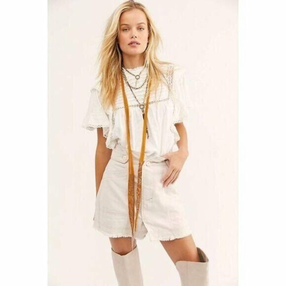 NEW Free People Women's Alpha Utility Mini Skirt in Salt - Picture 1 of 9